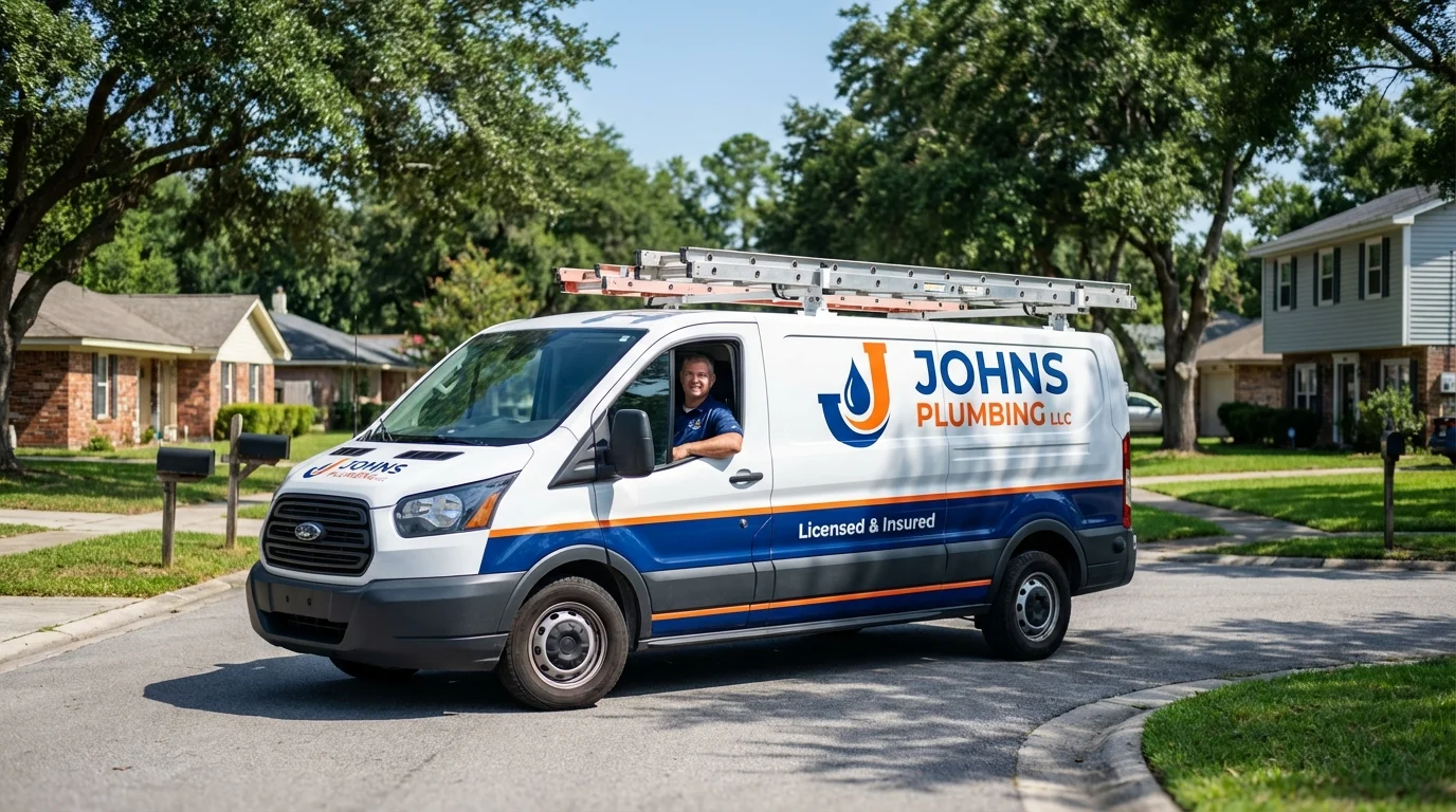Johns Plumbing LLC service van in Corsicana, TX