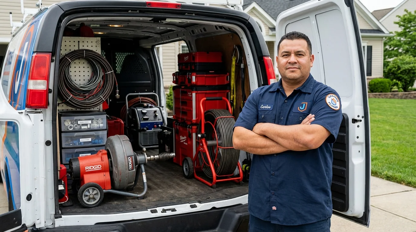 Professional drain cleaning equipment and Johns Plumbing LLC plumber in Corsicana