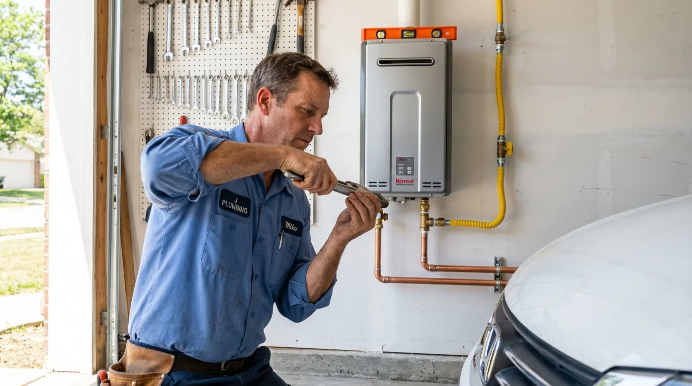 Tankless water heater installation by a Johns Plumbing LLC plumber in Corsicana